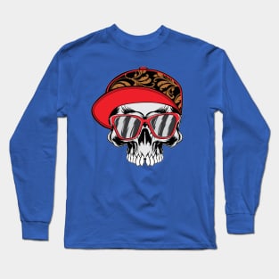 Skull with Glass Mustache Long Sleeve T-Shirt